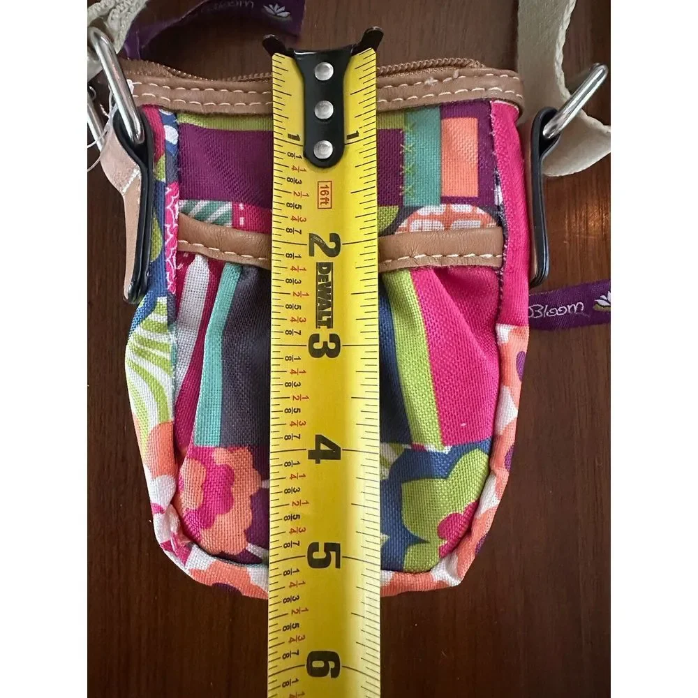 Lily Bloom Small Floral Crossbody Purse Canvas Strap Orange‎ Green Purple NWOT